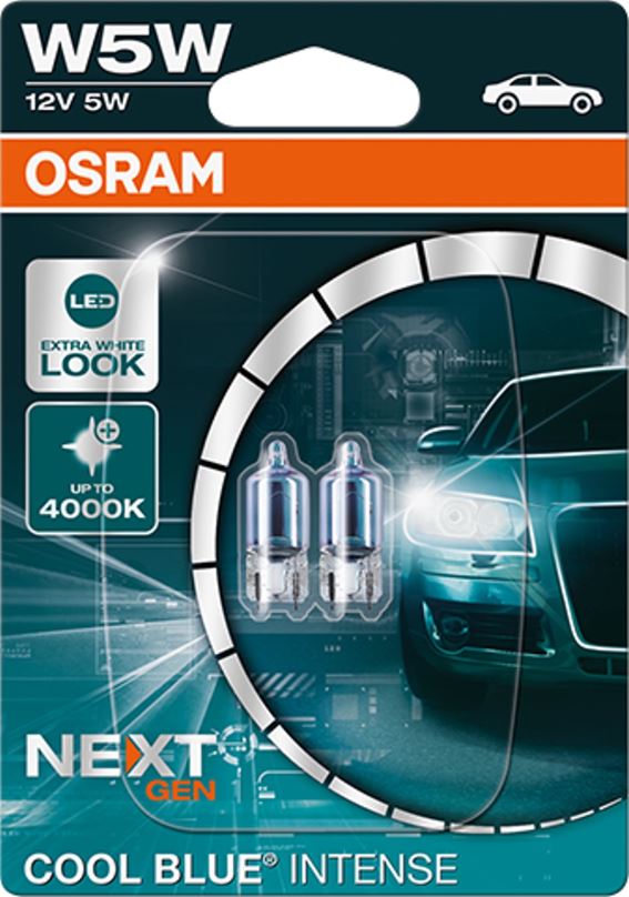 Autožárovka Osram Cool Blue Intense W5W, 12V, 5W, W2.1x9.5d, 2 kusy v balení