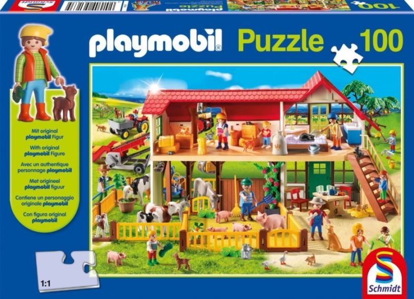 Puzzle Schmidt Puzzle Playmobil Farma 100 dílků + figurka Playmobil