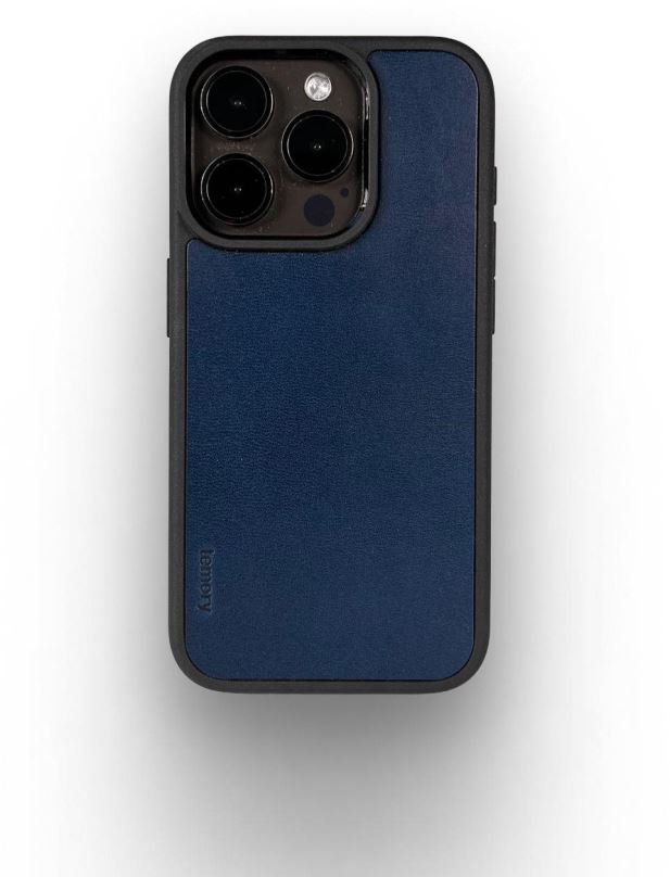 Kryt na mobil Lemory iPhone 15 Pro kožený kryt tmavě modrý
