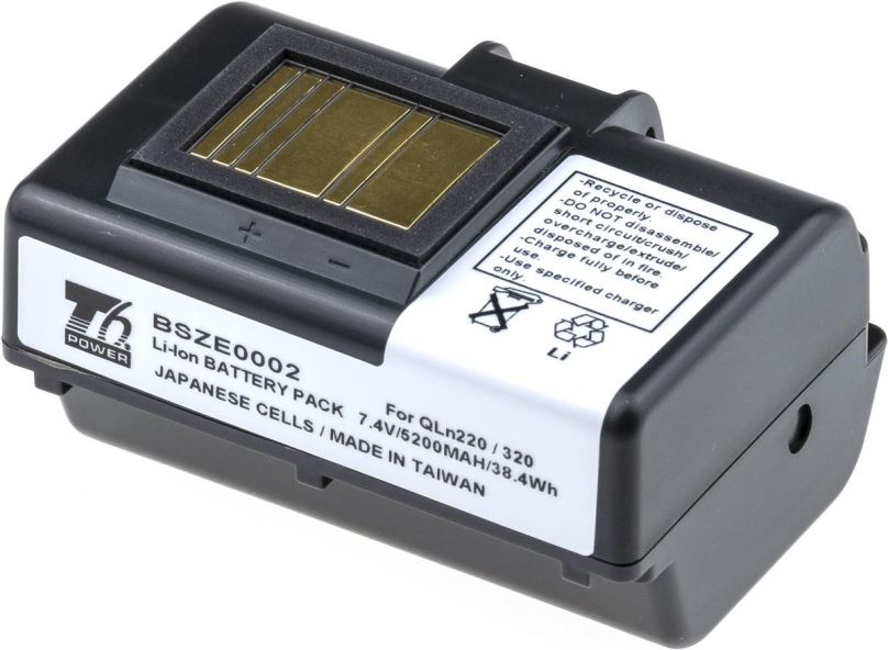 Nabíjecí baterie T6 Power pro čtečku čárových kódů Zebra P1065668-018, Li-Ion, 5200 mAh (38,4 Wh), 7,4 V