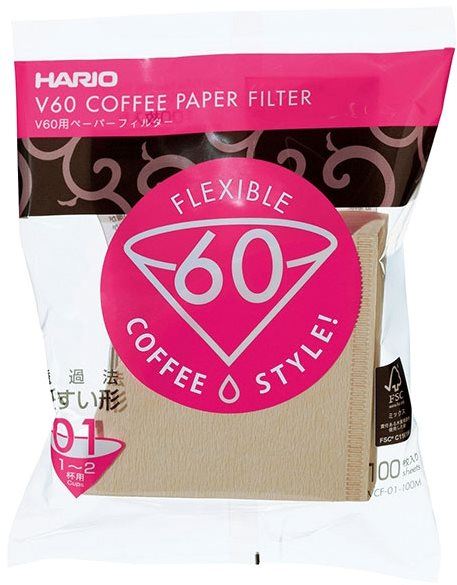 Filtr na kávu Hario Misarashi papírové filtry V60-01, nebělené, 100ks