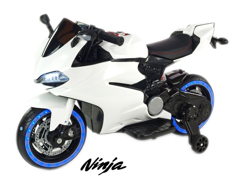 Závodní motorka pro děti Ninja, bílá