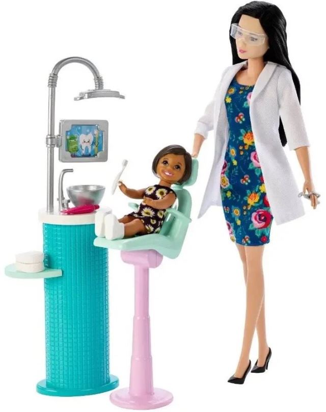 Panenka Barbie Povolání Herní Set S Panenkou - Zubařka Bruneta