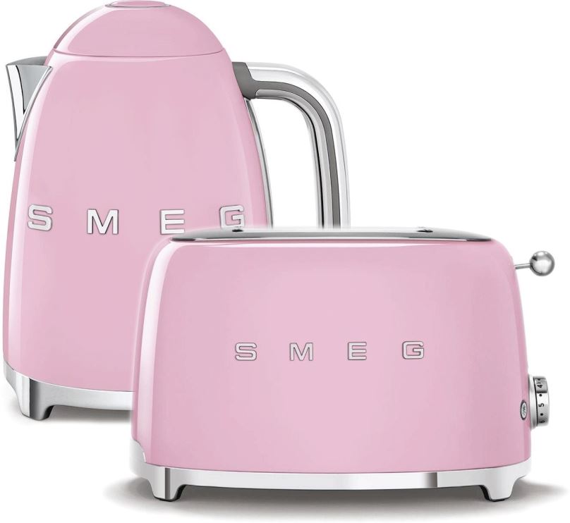 Set SMEG 50's Retro Style Konvice 1,7l růžová + topinkovač 2x2 růžový 950W