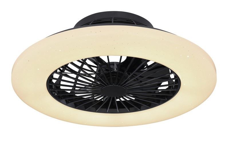 Globo 03628B LED stropní svítidlo s ventilátorem Travo 1x30W | 1800lm | 3000-6500K - stmívatelné, dálkové ovládání, noční režim, černá