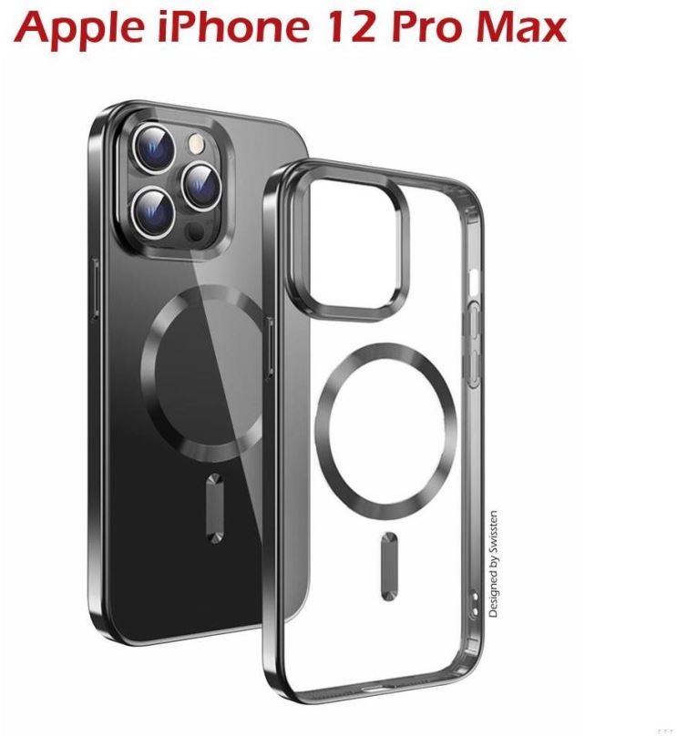 Kryt na mobil Swissten Clear Jelly MagStick Metallic pro iPhone 12 Pro Max černé