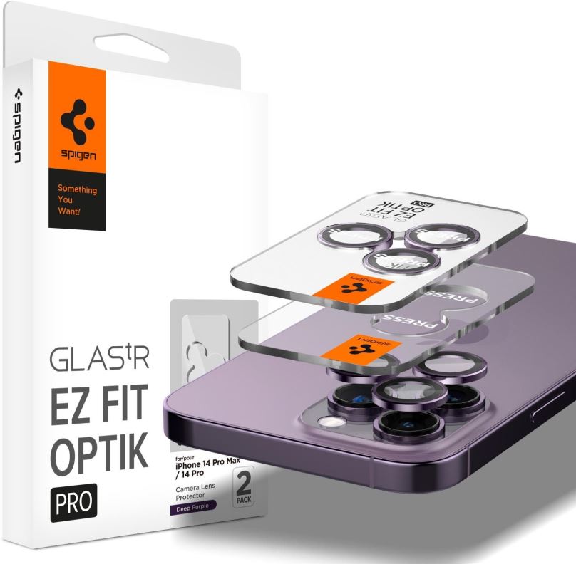 Ochranné sklo na objektiv Spigen Glass EZ Fit Optik Pro 2 Pack Deep Purple iPhone 14 Pro/iPhone 14 Pro Max