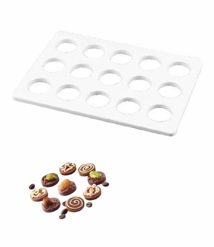 Pečicí forma Silikomart Silikonová šablona na čokoládu Silikomart Chablon 25 mm | bílá