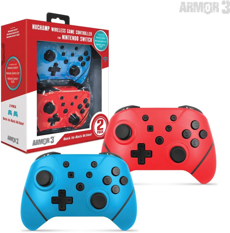 Herní ovladač Armor3 NuChamp Wireless Controller Pack for Nintendo Switch (2in1) (Blue, Red)