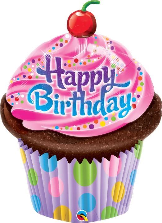 Balonky Balónek foliový - Happy birthday - Muffin - Cupcake 89 cm