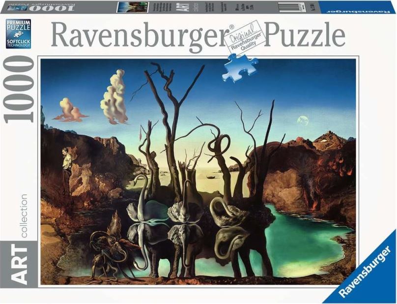 RAVENSBURGER Puzzle Art Collection: Labutě odrážející se ve vodě jako sloni 1000 dílků
