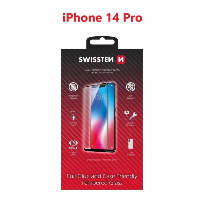 Ochranné sklo Swissten Case Friendly pro Apple iPhone 14 Pro černé