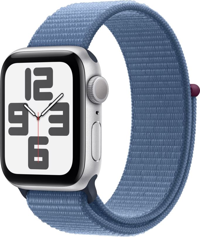 Chytré hodinky Apple Watch SE 40mm Stříbrný hliník s ledově modrým provlékacím sportovním řemínkem
