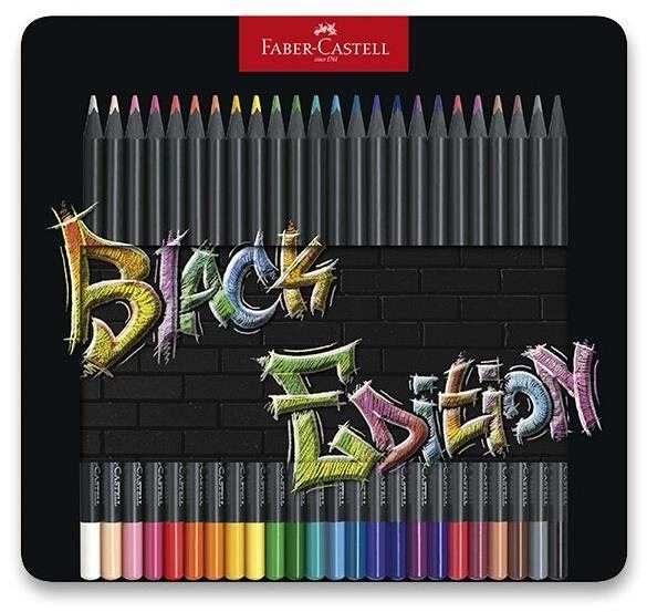 Pastelky FABER-CASTELL Black Edition v plechu, 24 barev