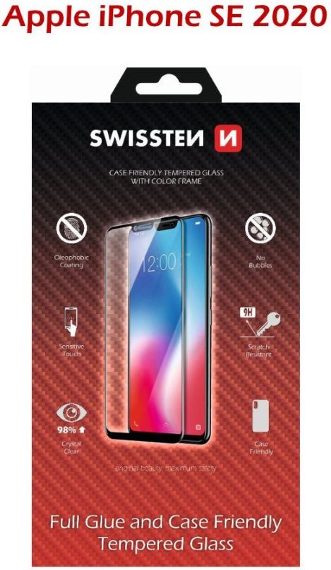Ochranné sklo Swissten Case Friendly pro iPhone SE 2020 černé