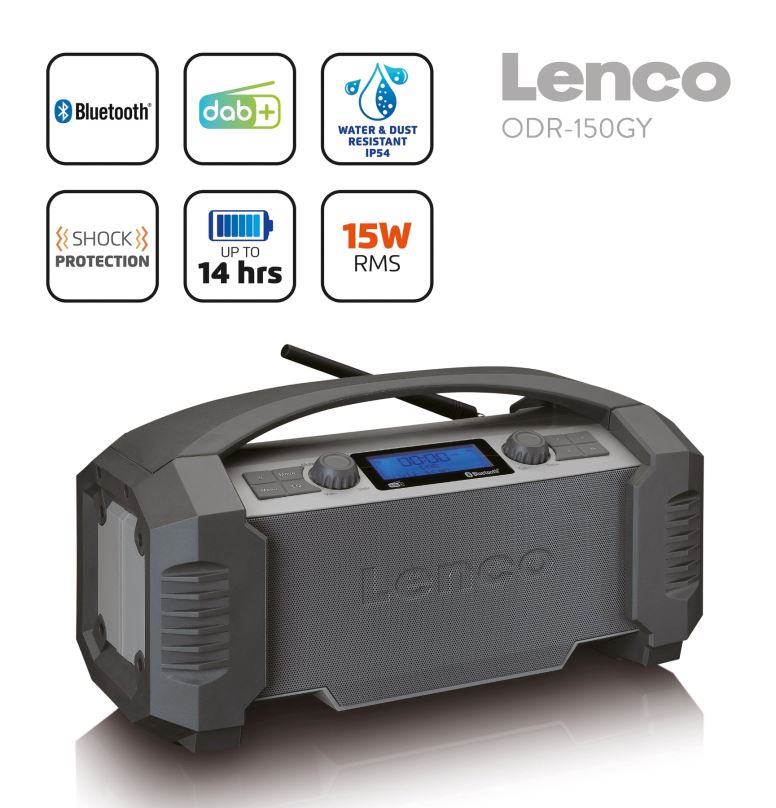 Lenco ODR-150GY - pracovní rádio DAB+/FM s Bluetooth