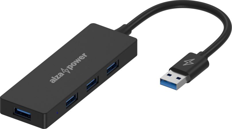 USB Hub AlzaPower FlatCore USB-A (M) na 4× USB-A 3.0 (F) černý