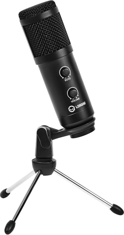 Mikrofon LORGAR Mikrofon Soner 313 pro Streaming, kondenzátorový, Volume & Echo Knob, černý