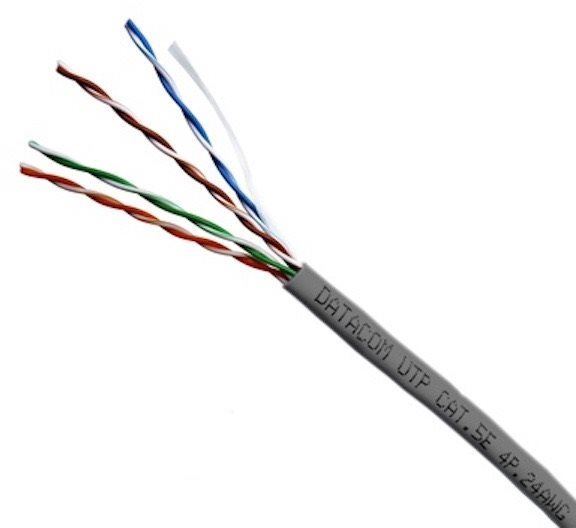 Síťový kabel Datacom UTP drát CAT5E  PVC  500m cívka šedý