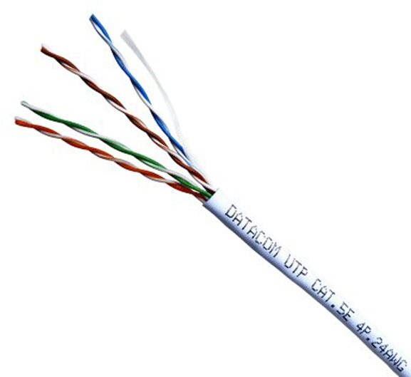Síťový kabel Datacom, drát, CAT5E, UTP, 305m/box bílý