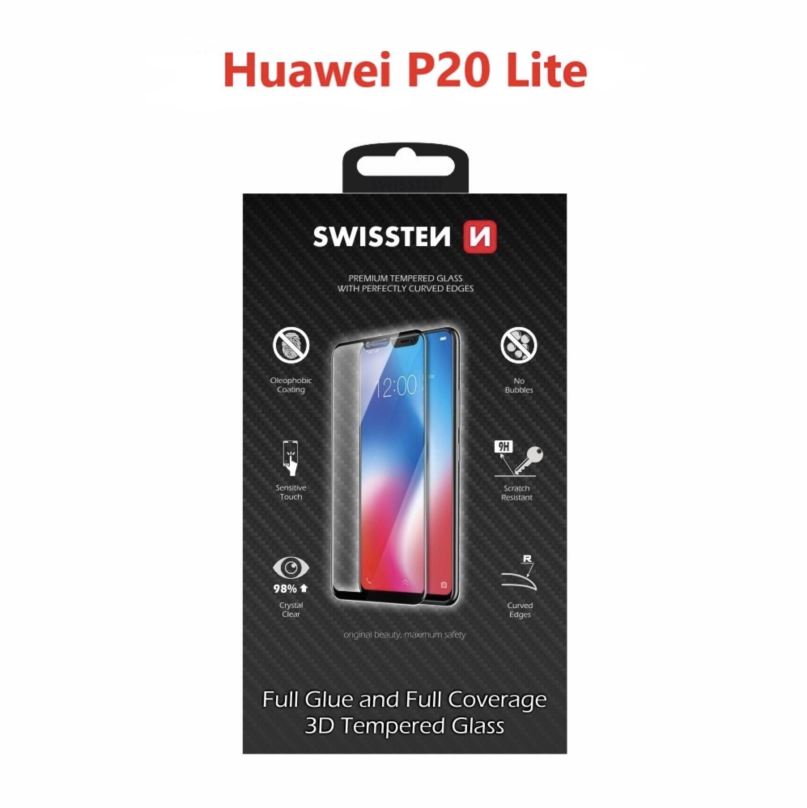 Ochranné sklo Swissten 3D Full Glue pro Huawei P20 Lite černé