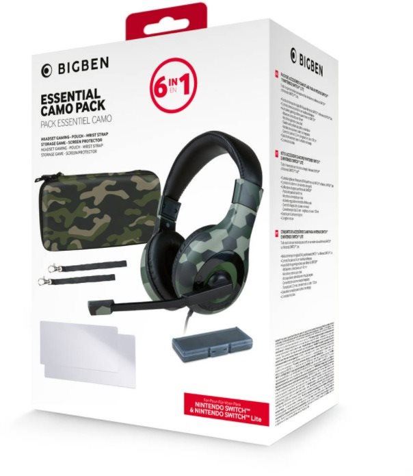 Příslušenství k ovladači BigBen Essential Pack 6v1 - Nintendo Switch Camo Edition