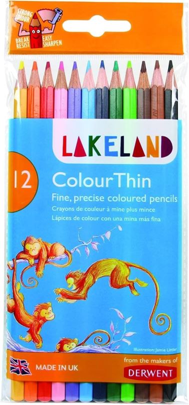 Pastelky DERWENT Lakeland ColourThin, šestihranné, 12 barev