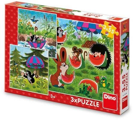 DINO Puzzle Krtek a paraplíčko 3x55 dílků