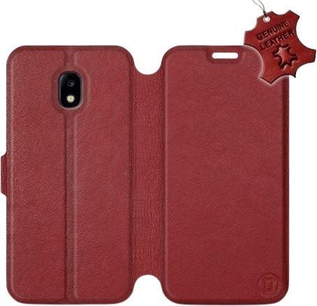 Kryt na mobil Flip pouzdro na mobil Samsung Galaxy J3 2017 - Tmavě červené - kožené -   Dark Red Leather