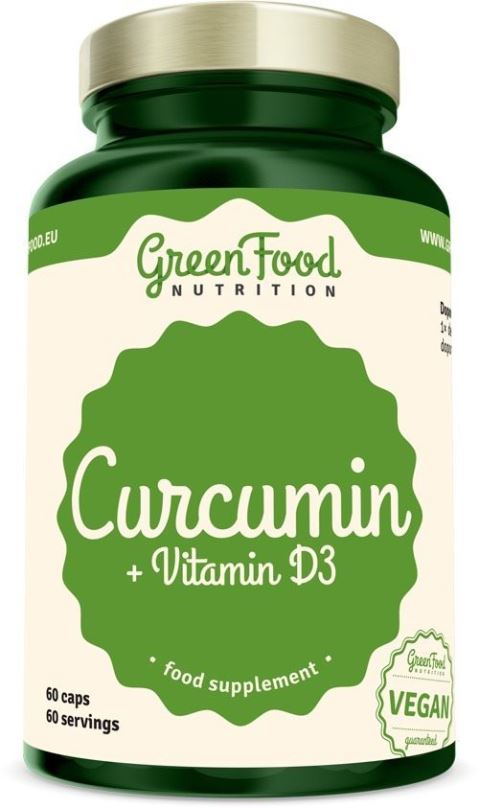 Vitamíny GreenFood Nutrition Curcumin + Vitamin D3 60 kapslí