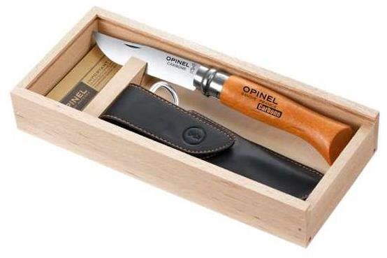 Nůž OPINEL VRN N°08 Carbon pouzdro dřevěný box