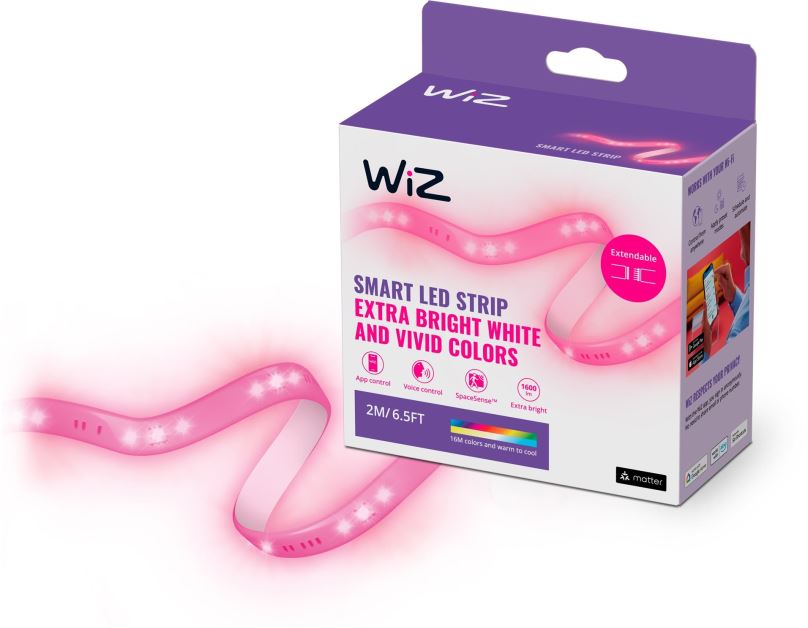 WiZ Colors 8718699788162 inteligentní LED pásek 2m Starter Kit 1x20W | 1600lm | 2700-6500K | RGB - včetně zdroje