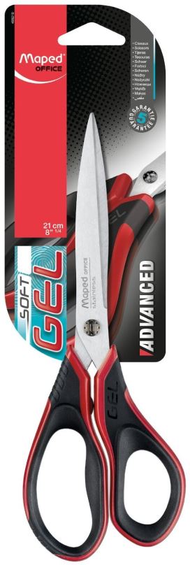 Kancelářské nůžky MAPED Advanced Gel 21 cm černo-červené