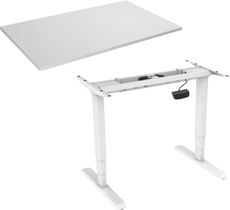 Výškově nastavitelný stůl AlzaErgo Table ET1 NewGen bílý + deska TTE-12 120x80cm bílý laminát