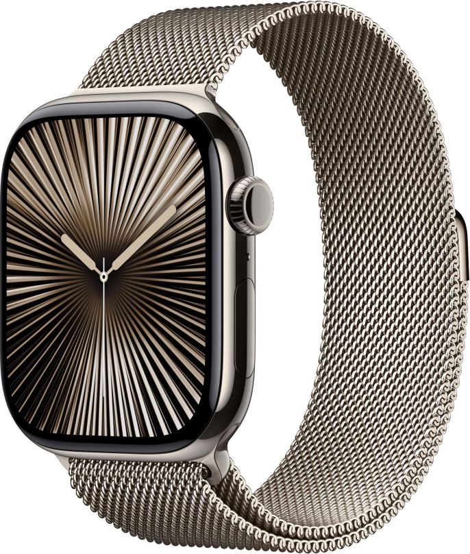 Chytré hodinky Apple Watch Series 10 46mm Cellular Přírodní titan s přírodním milánským tahem - M/L