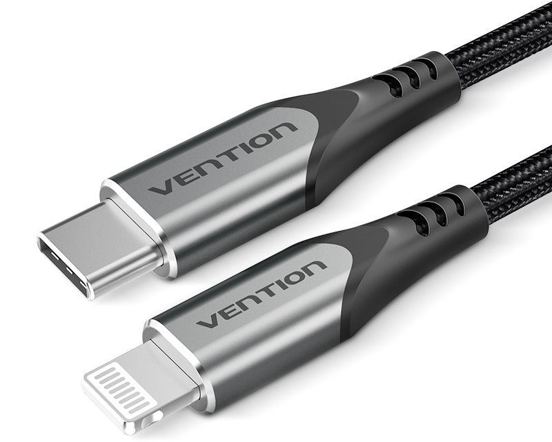 Datový kabel Vention Lightning MFi to USB-C Braided Cable (C94) 1.5m Gray Aluminum Alloy Type