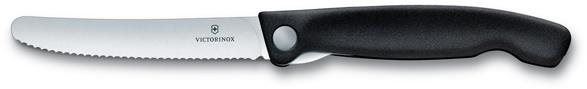 Kuchyňský nůž Victorinox skládací svačinový nůž Swiss Classic, černý, vlnkované ostří 11cm