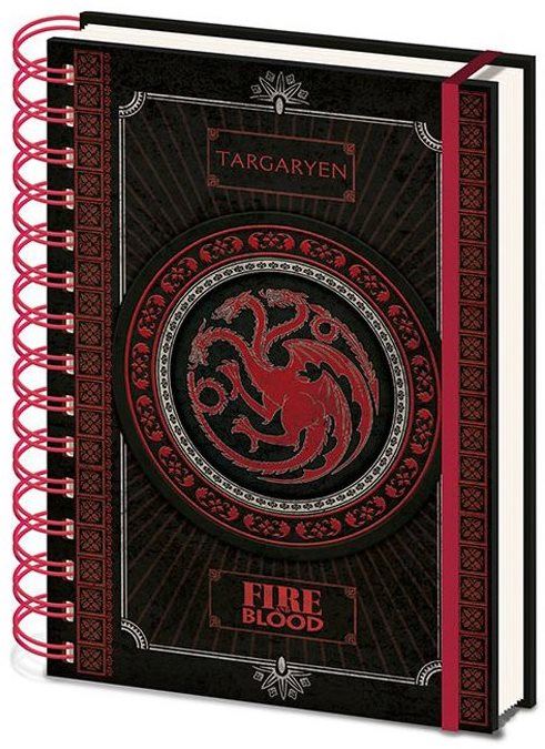 Zápisník Game of Thrones - Targaryen - zápisník s kroužkovou vazbou