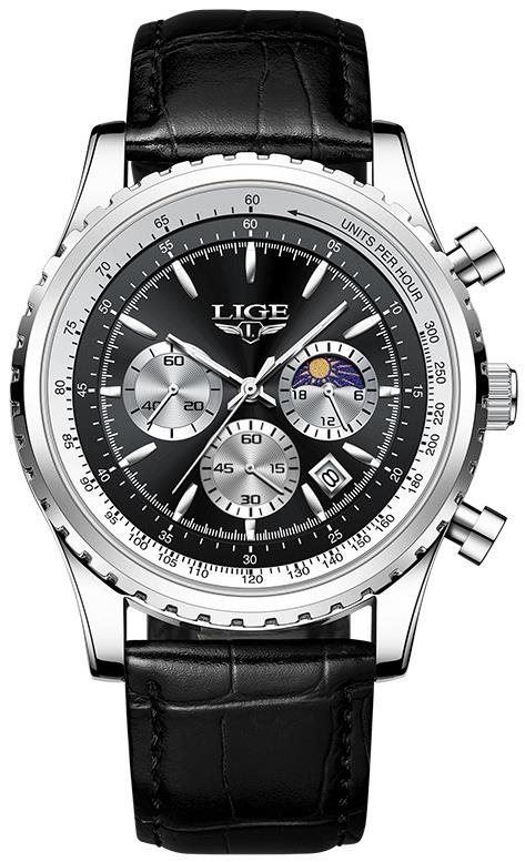 Pánské hodinky Lige Man 8989-7 silver black