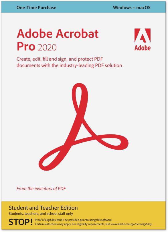 Kancelářský software Adobe Acrobat Pro Student&Teacher, Win/Mac, EN (BOX)