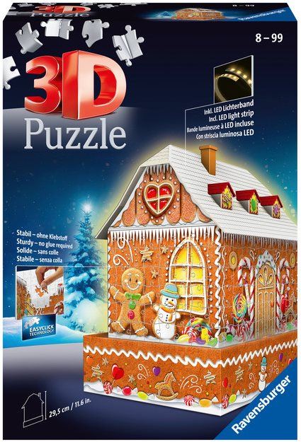 Puzzle Ravensburger 3D 112371 Perníková chaloupka (Noční edice) 216 dílků