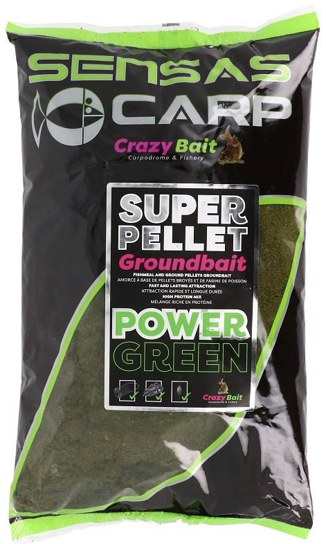 Sensas Vnadící směs Super Pellet Groundbait Power Green 1kg