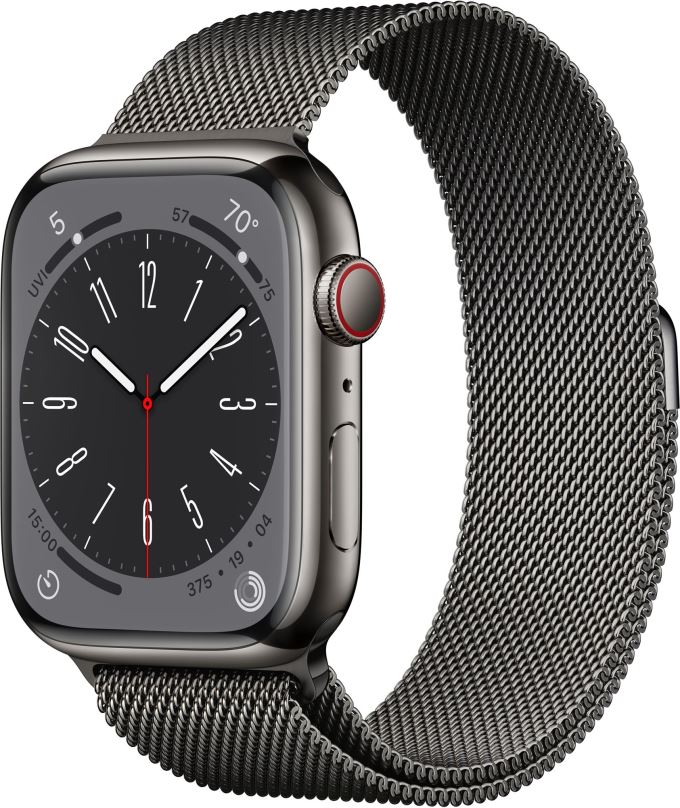 Chytré hodinky Apple Watch Series 8 45mm Cellular nerez s milánským tahem