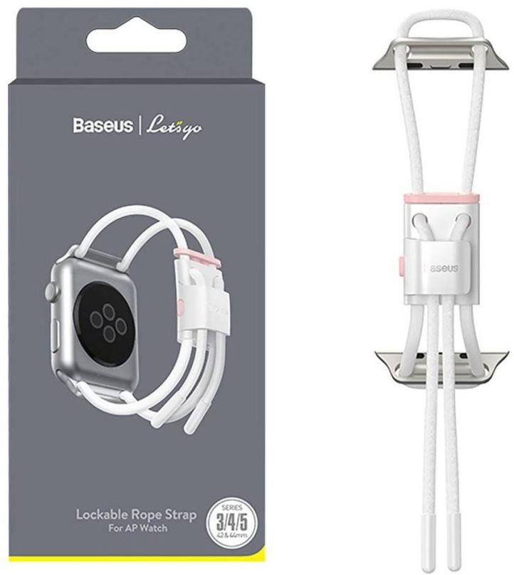 Řemínek Baseus Lockable Rope Strap pro Apple Watch 42/44/45/Ultra 49mm White&Pink