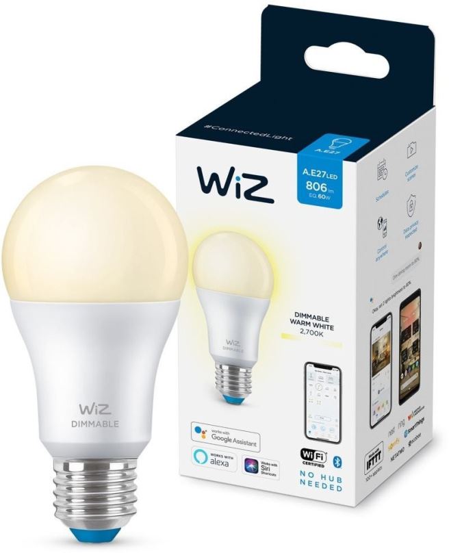 WiZ Dimmable 8718699786038 inteligentní LED žárovka E27 | 1x8W | 806lm | 2700K