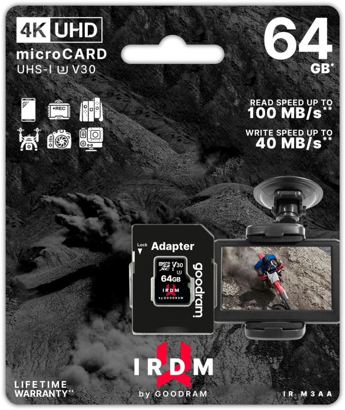 Paměťová karta IRDM by GOODRAM 64GB MicroSD karta UHS I U3 + adaptér