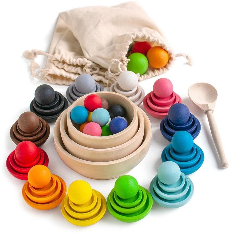 Vzdělávací sada Ulanik Montessori dřevěná hračka "Colours and Sizes"