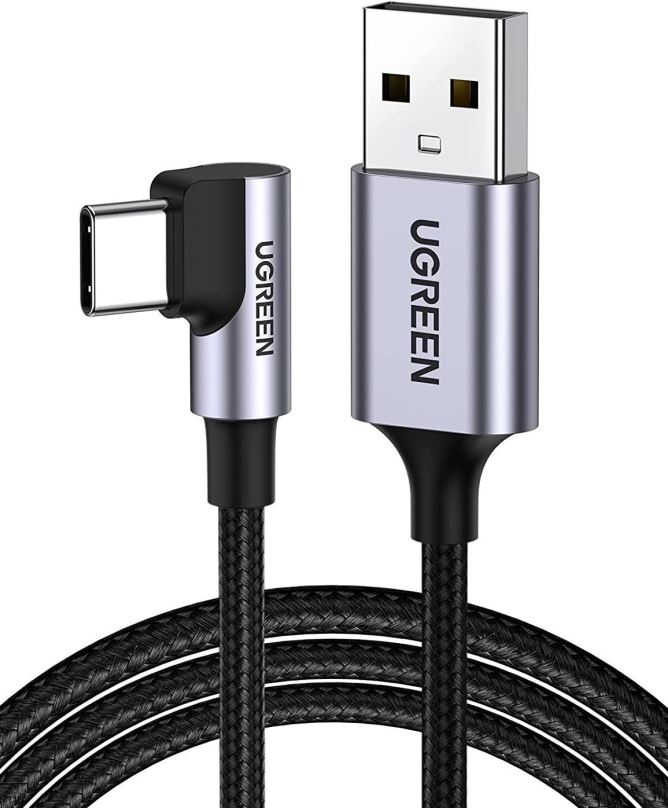 Datový kabel Ugreen USB-A Male to USB-C Male 3.0 3A 90-Degree Angled Cable 1m Black