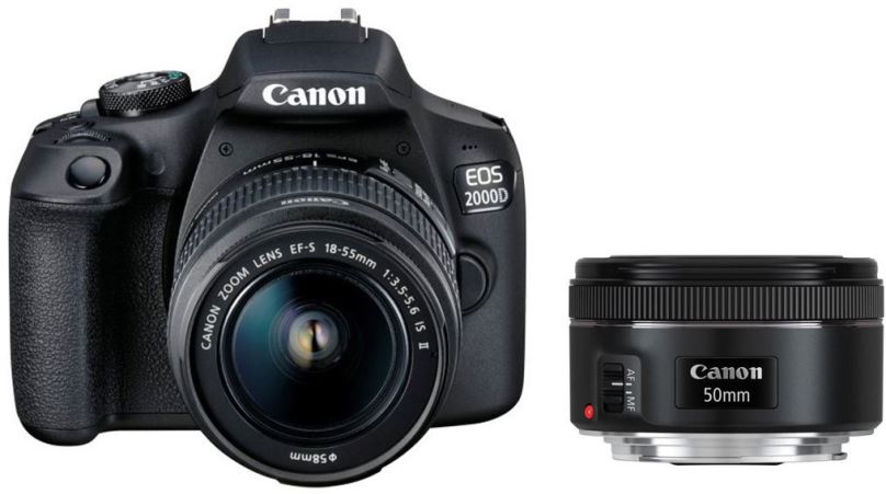 Digitální fotoaparát Canon EOS 2000D + EF-S 18-55 mm f/3.5-5.6 IS II + EF 50 mm f/1.8 STM