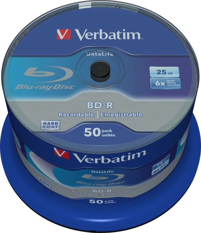 Média VERBATIM BD-R SL DataLife 25GB, 6x, spindle 50 ks